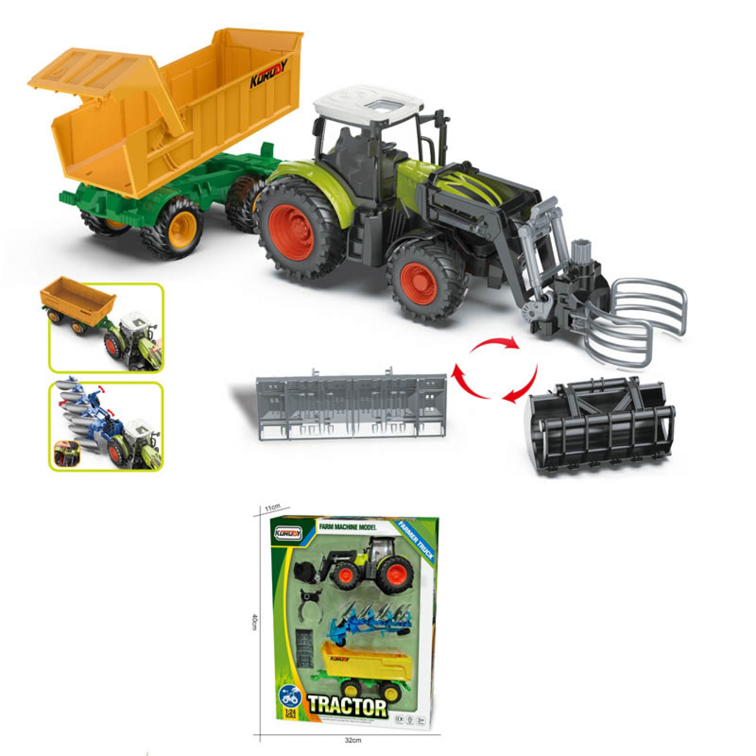 ES-3501 1:24 Trägheitswagen-Set für Landwirte