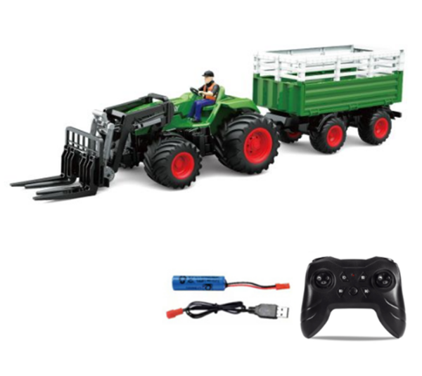 6667K 1:24 Ma&szlig;stab 6-Kanal 2,4 GHz ferngesteuertes Transportfahrzeug f&uuml;r Vieh mit breiten R&auml;dern und Gabelstapler