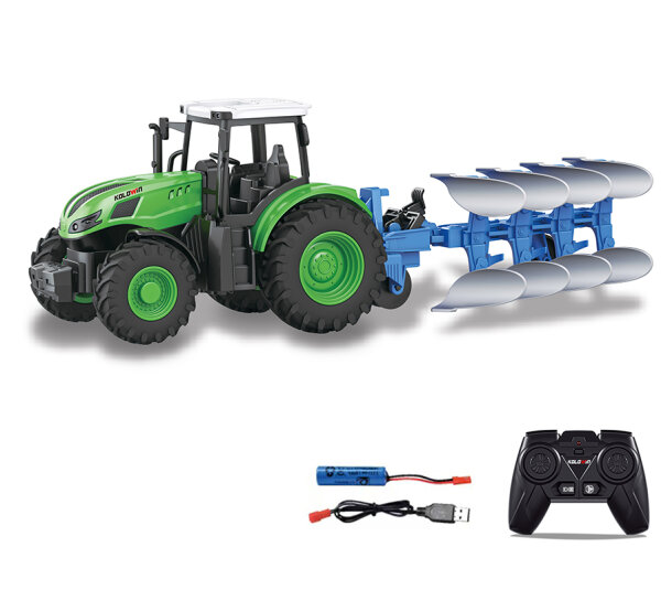 635 1:24 Ma&szlig;stab, 6-Kanal, 2,4 GHz, ferngesteuerter Traktor mit umkehrbarem Pflug f&uuml;r Landwirte