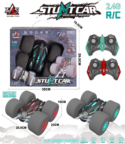 RQ3075 2,4-GHz-Hochgeschwindigkeits-Stuntcar mit Schaumstoffr&auml;dern