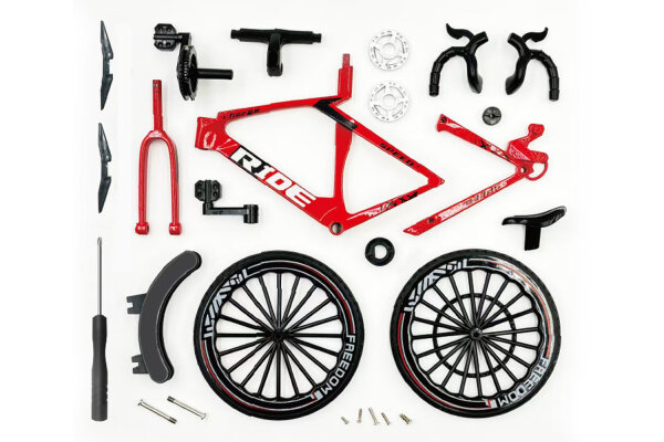 713885 DIY Rennrad Fahrrad 1:8 - DIECAST - (Grau/Wei&szlig;/Rot)