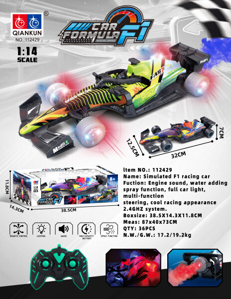 112429 Formel-1-Auto im Ma&szlig;stab 1:14 mit Fernsteuerung 2-4 GHz, Licht und Sound