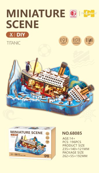 68085 MINIATURE SCENE - Titanic - 3D-Puzzle aus Holz - 196-teilig