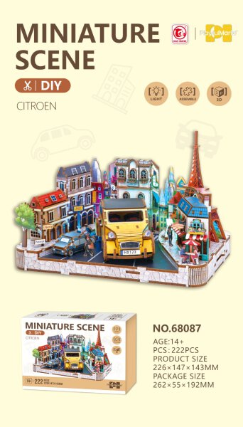 68087 MINIATURE SCENE  - Frankreich - 3D-Puzzle aus Holz - 222-teilig