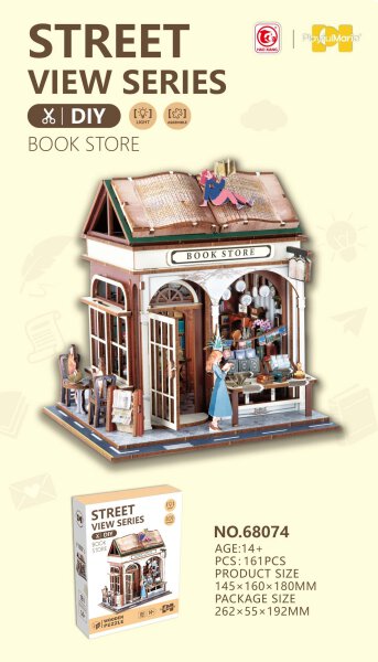 68074 STREET VIEW SERIES - Book Store - 3D-Puzzle aus Holz - 161-teilig