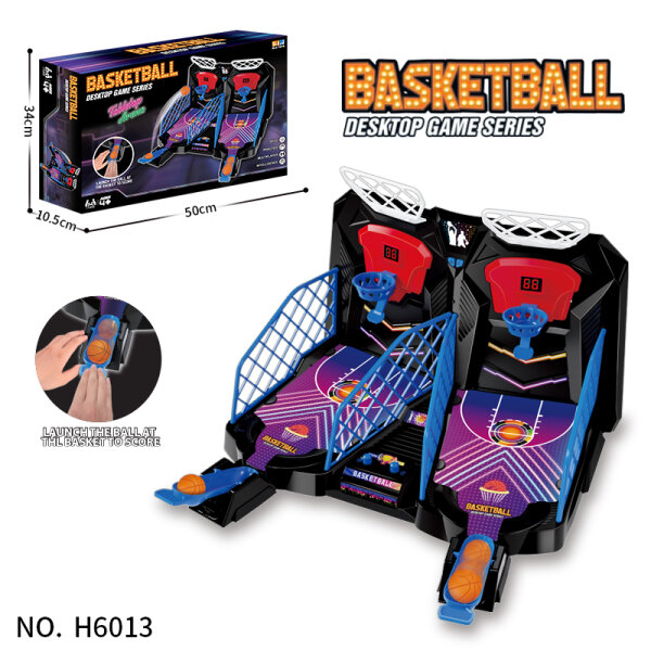 H6013 Basketball Tabletop Arena -  f&uuml;r 2 Spieler mit Lichtern, Musik, Anzeigetafel und 4 B&auml;llen  (wird mit Batterie betrieben)