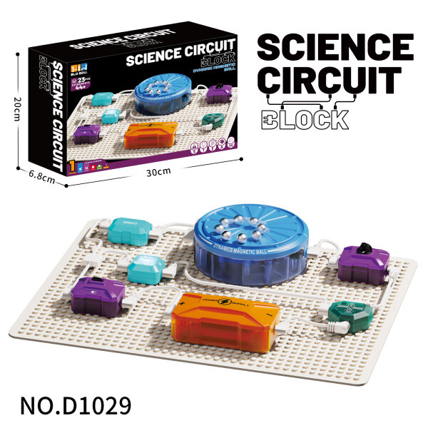 D1029-1 SIENCE CIRCUIT BLOCK - Magnetkugeln + Kontrolleuchte inkl. 5 Schaltkreiselemente & Grundplatte