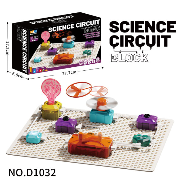 D1032-1 SIENCE CIRCUIT BLOCK - Gl&uuml;hbirne + Flugkreisel + Kontrolleuchte inkl. 4 Schaltkreiselemente & Grundplatte