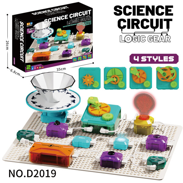 D2019 SIENCE CIRCUIT LOGIC GEAR - Wunderrad + Gear Box D + Gl&uuml;hbirne + Kontrolleuchte inkl. 7 Schaltkreiselemente & 2 Grundplatten