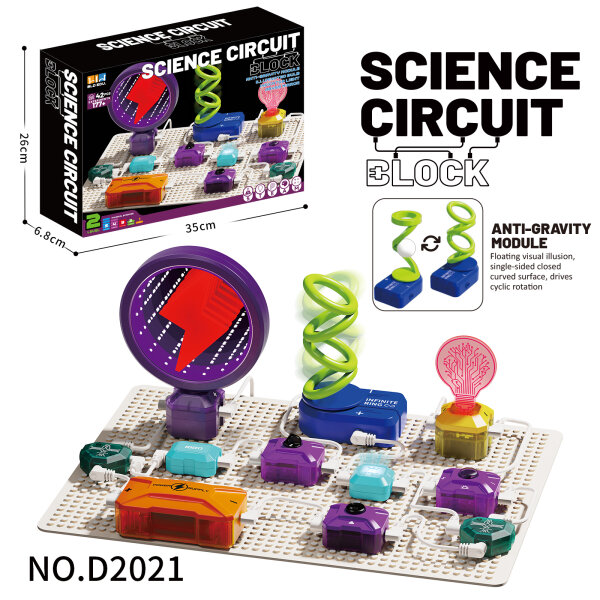 D2021-1 SIENCE CIRCUIT BLOCK - Spiegeltunnel + Anti-Gravitationsmodul + Gl&uuml;hbirne + Kontrollleuchte inkl. 7 Schaltkreiselemente & 2 Grundplatten