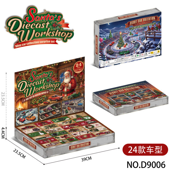 D9006 Adventskalender "Santas DieCast Workshop" mit 24 Stk. zuf&auml;llig ausgew&auml;hlten Spielzeug Autos aus Metall
