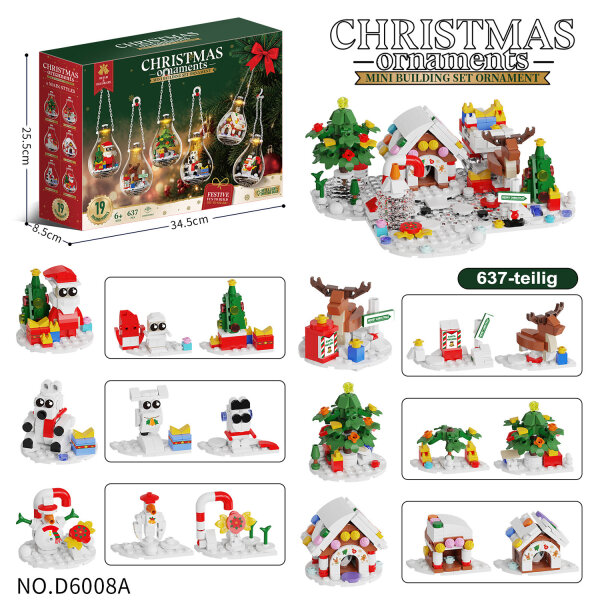 D6008A Christbaumschmuck mit 6 Gl&uuml;hbirnen und Figuren aus Klemmbausteinen (Leuchtmittel enthalten)