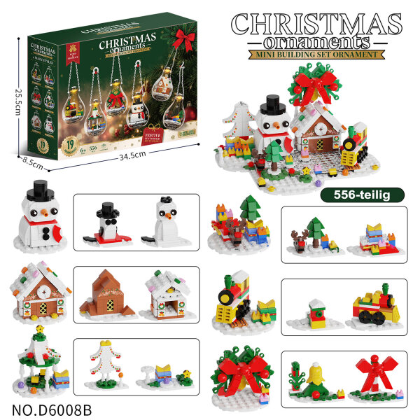 D6008B Christbaumschmuck mit 6 Gl&uuml;hbirnen und Figuren aus Klemmbausteinen (Leuchtmittel enthalten)