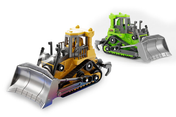 HJ2025-6 Mini Bulldozer 1:64 aus Aluminium (mit Licht und USB-C Anschluss)